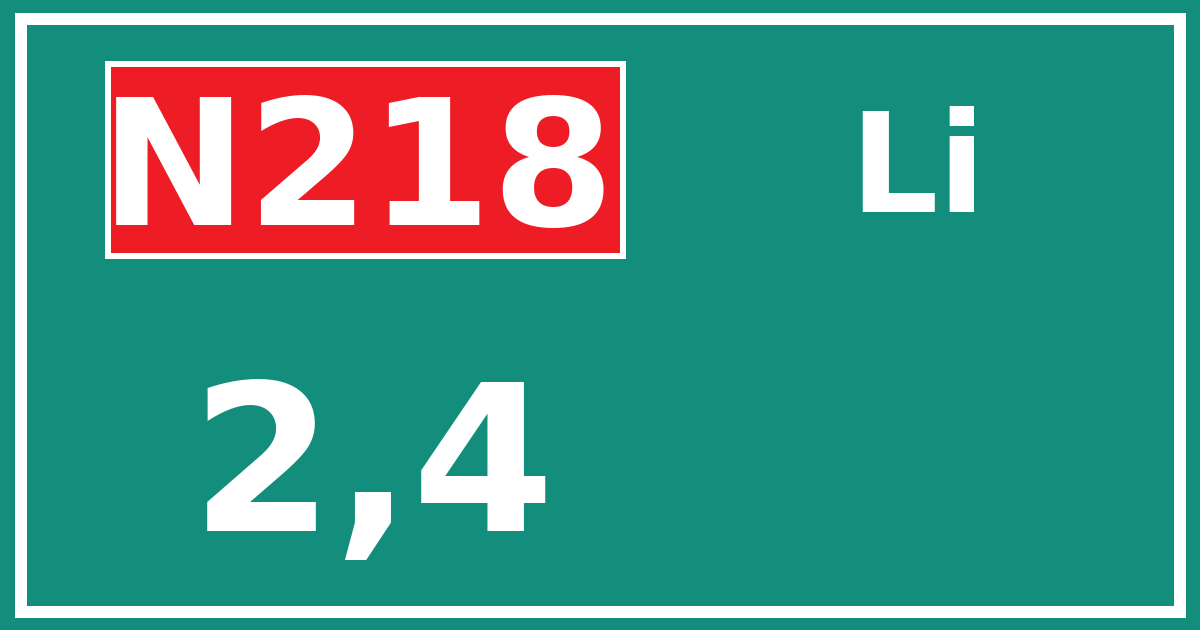 Hectometerbord N218 2,4 zijde Li