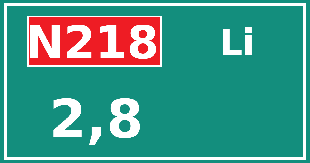 Hectometerbord N218 2,8 zijde Li