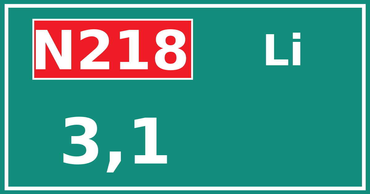 Hectometerbord N218 3,1 zijde Li