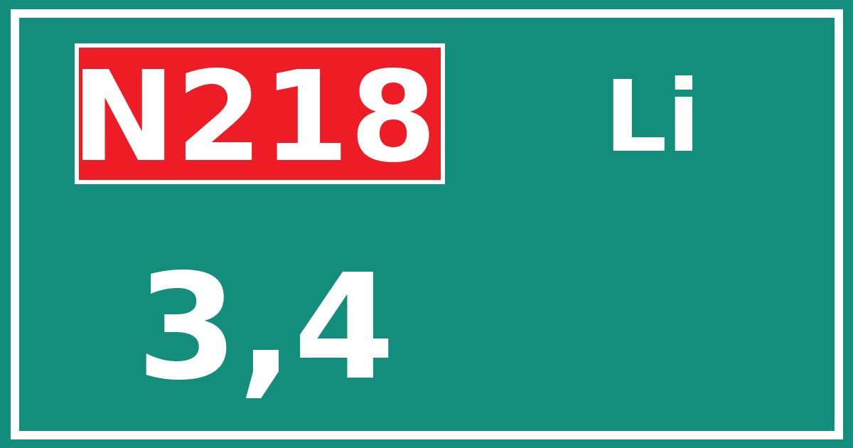 Hectometerbord N218 3,4 zijde Li
