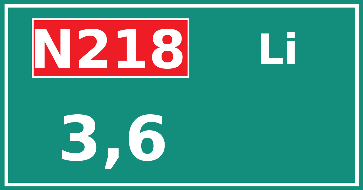 Hectometerbord N218 3,6 zijde Li