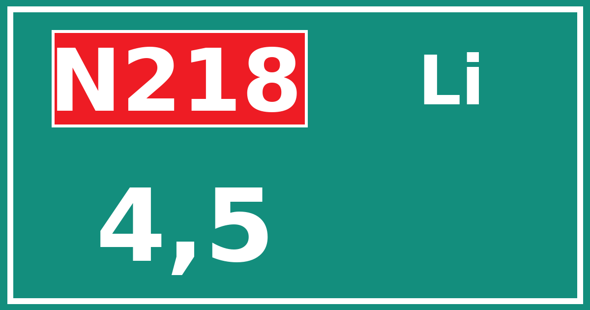 Hectometerbord N218 4,5 zijde Li