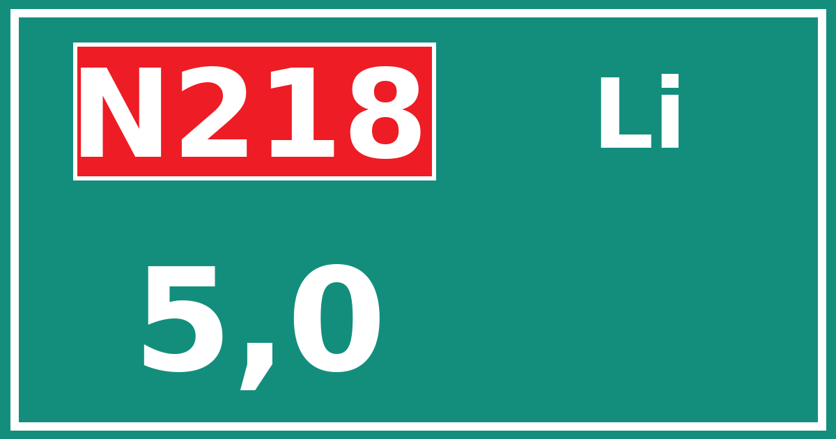 Hectometerbord N218 5,0 zijde Li
