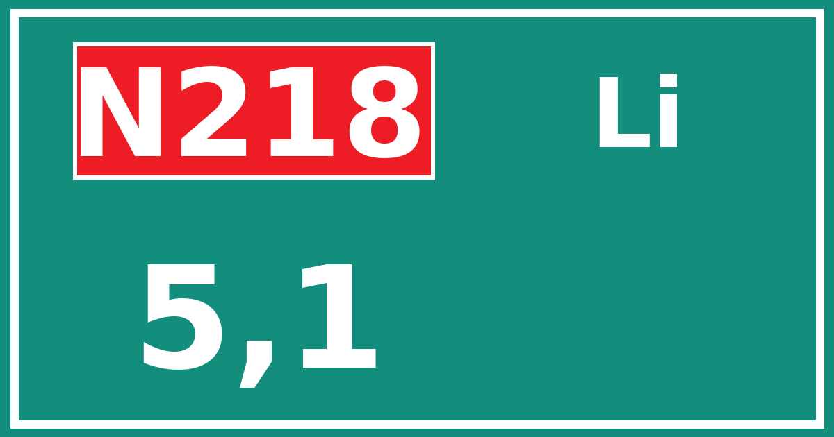 Hectometerbord N218 5,1 zijde Li