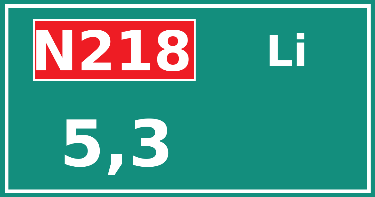 Hectometerbord N218 5,3 zijde Li