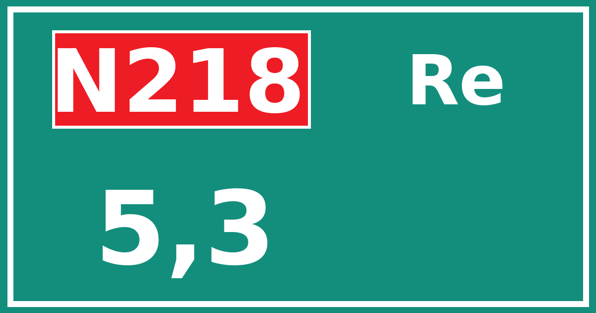 Hectometerbord N218 5,3 zijde Re