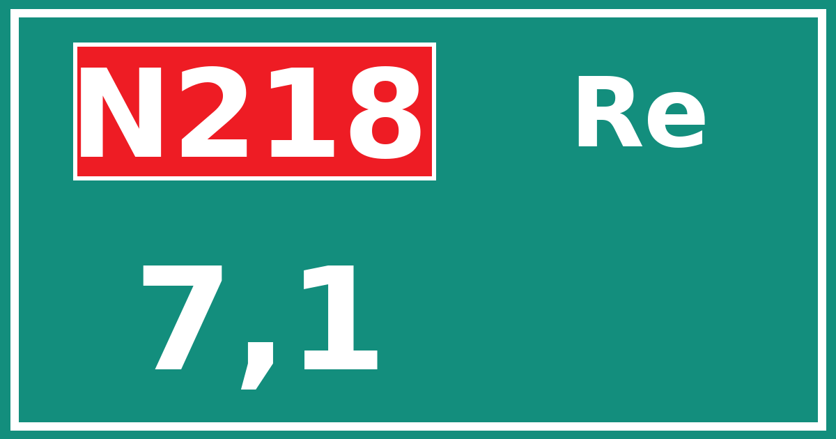 Hectometerbord N218 7,1 zijde Re