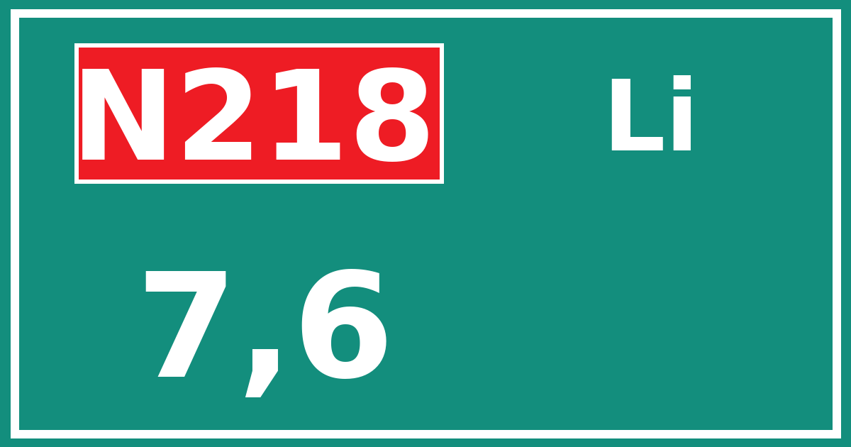 Hectometerbord N218 7,6 zijde Li