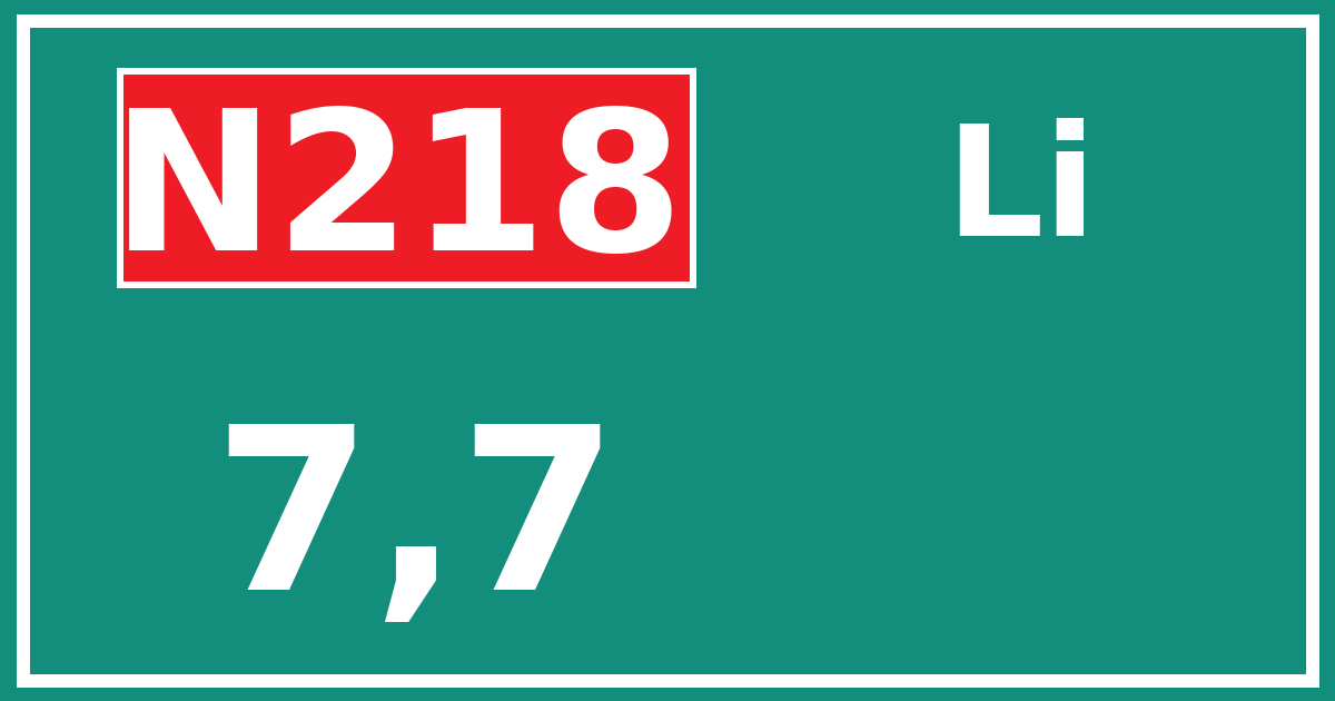 Hectometerbord N218 7,7 zijde Li