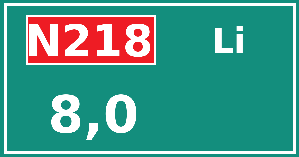 Hectometerbord N218 8,0 zijde Li