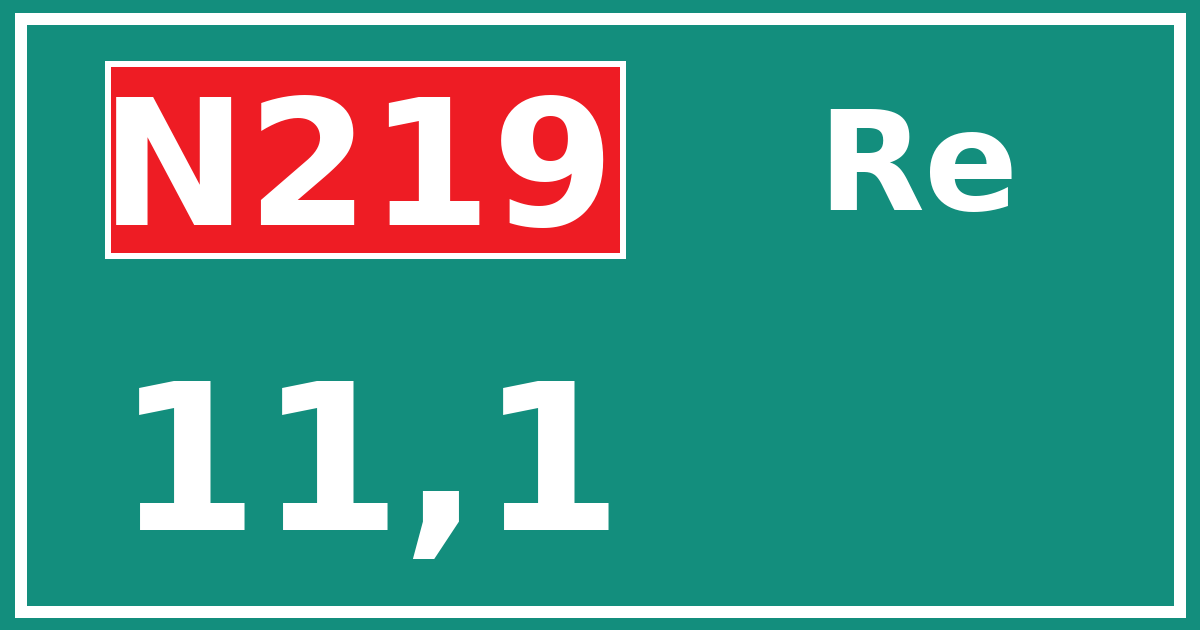 Hectometerbord N219 11,1 zijde Re