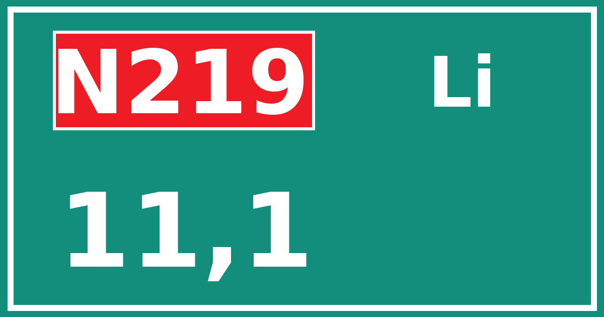 Hectometerbord N219 11,1 zijde Li