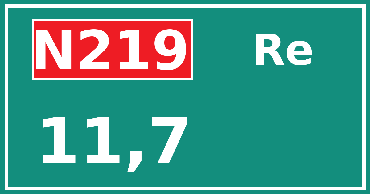 Hectometerbord N219 11,7 zijde Re