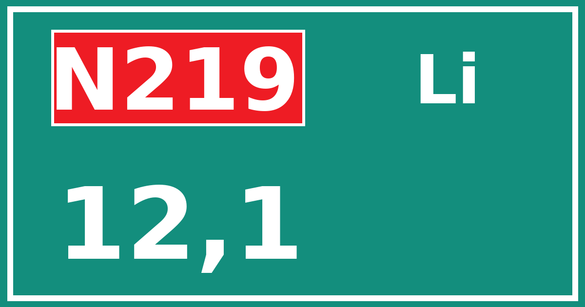 Hectometerbord N219 12,1 zijde Li
