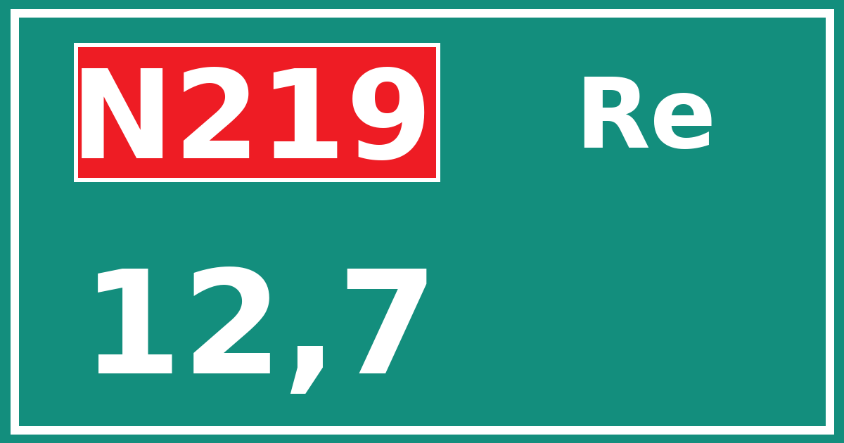 Hectometerbord N219 12,7 zijde Re
