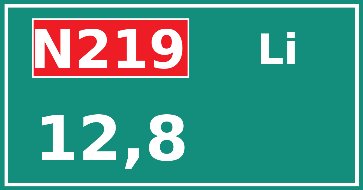 Hectometerbord N219 12,8 zijde Li