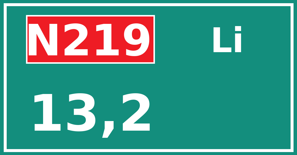 Hectometerbord N219 13,2 zijde Li