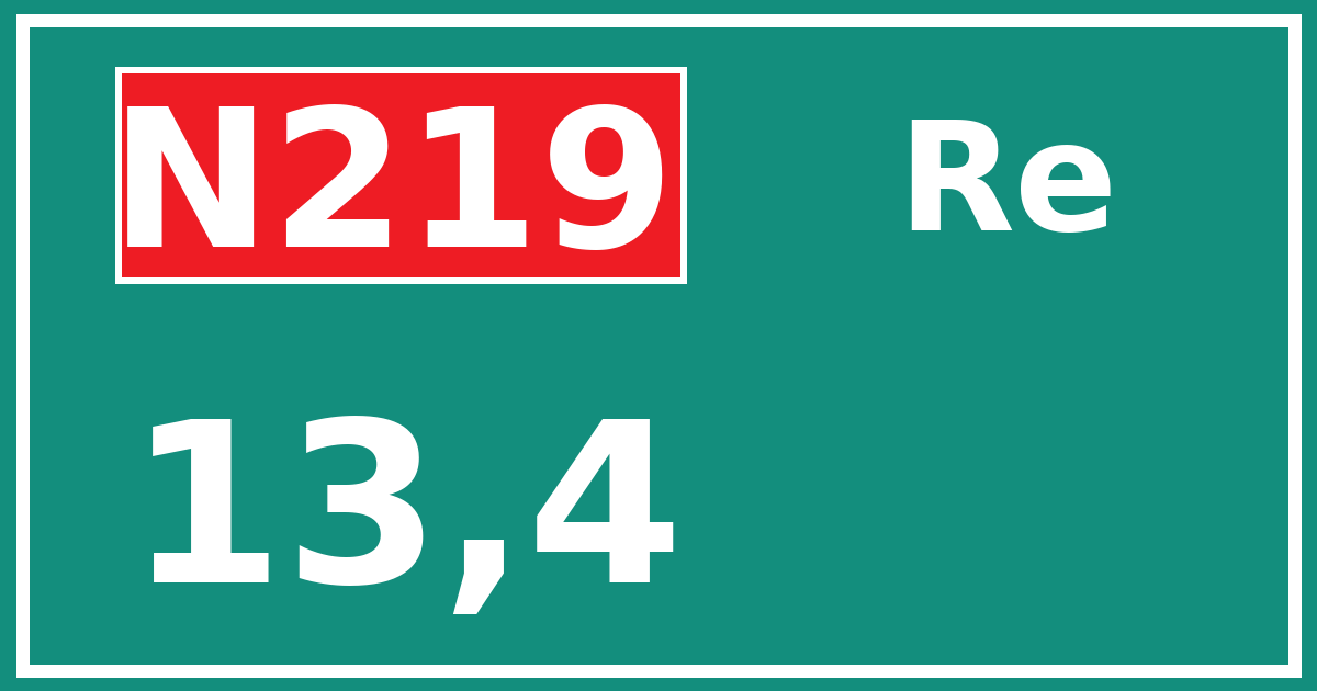 Hectometerbord N219 13,4 zijde Re