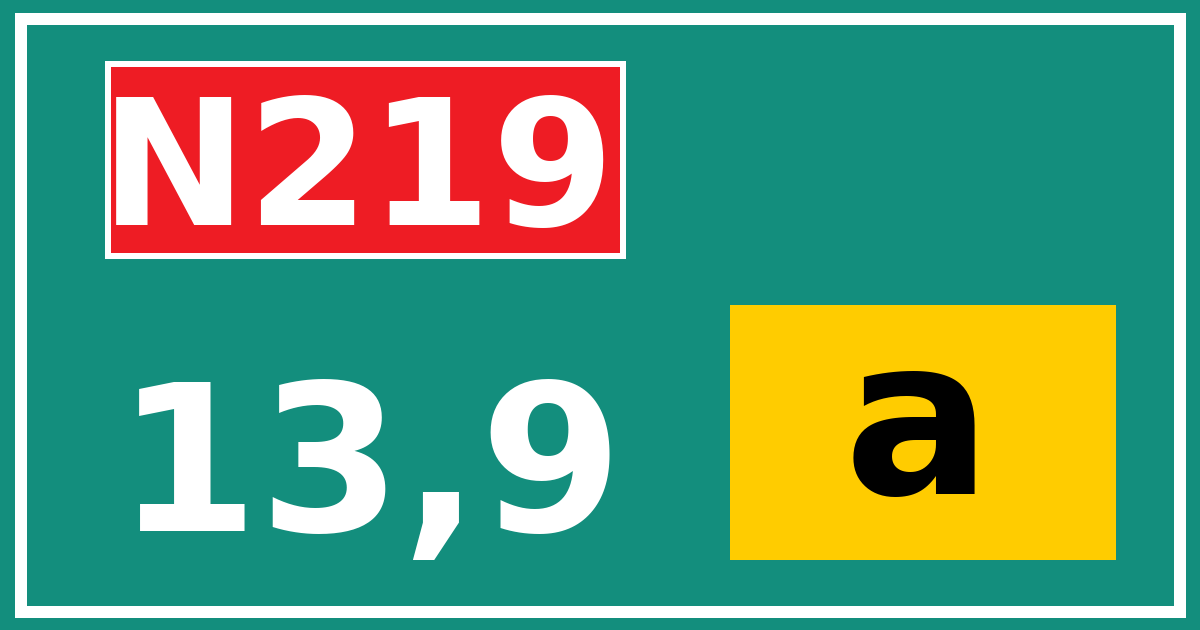 Hectometerbord N219 13,9 letter a
