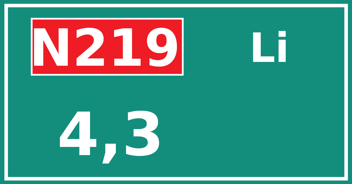 Hectometerbord N219 4,3 zijde Li