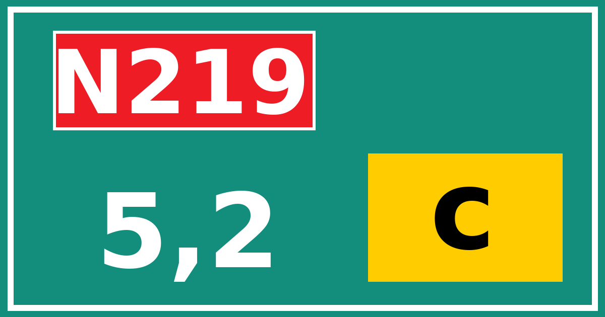 Hectometerbord N219 5,2 letter c