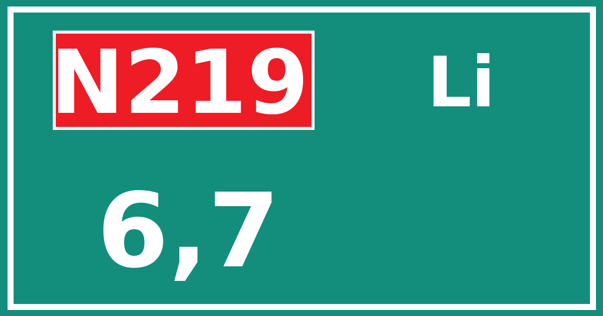 Hectometerbord N219 6,7 zijde Li