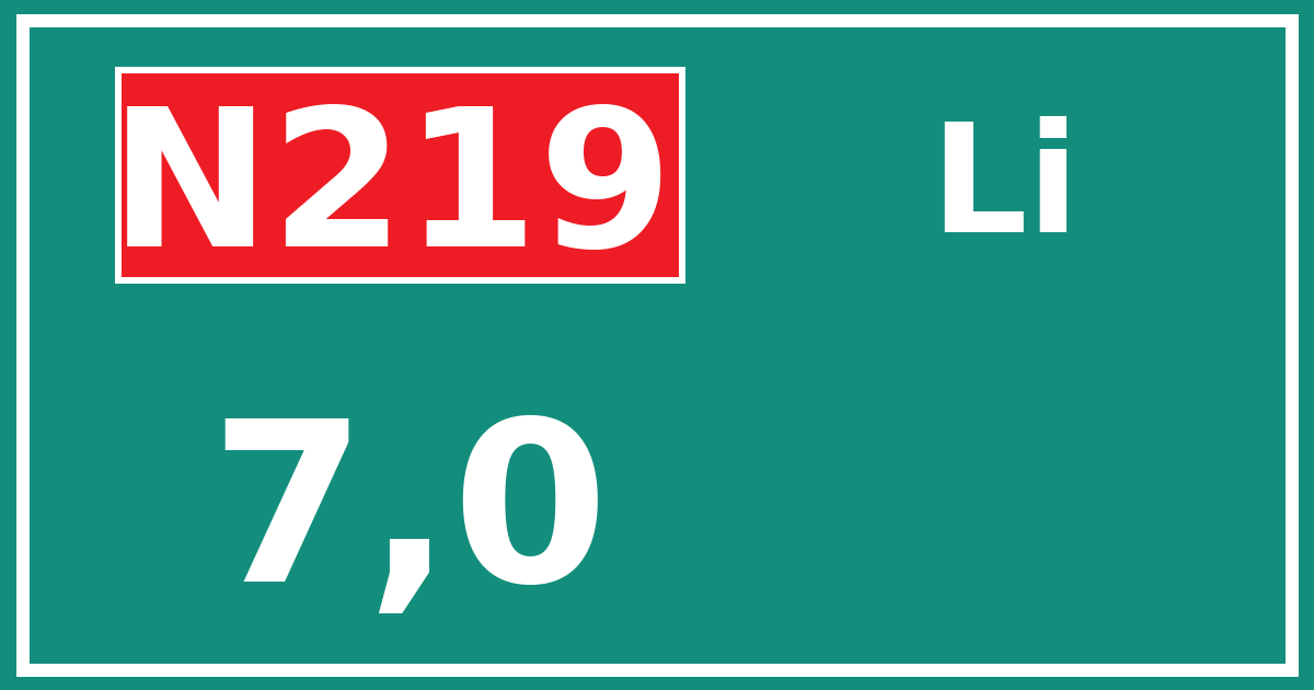 Hectometerbord N219 7,0 zijde Li
