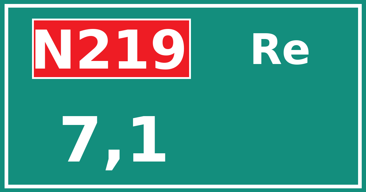 Hectometerbord N219 7,1 zijde Re