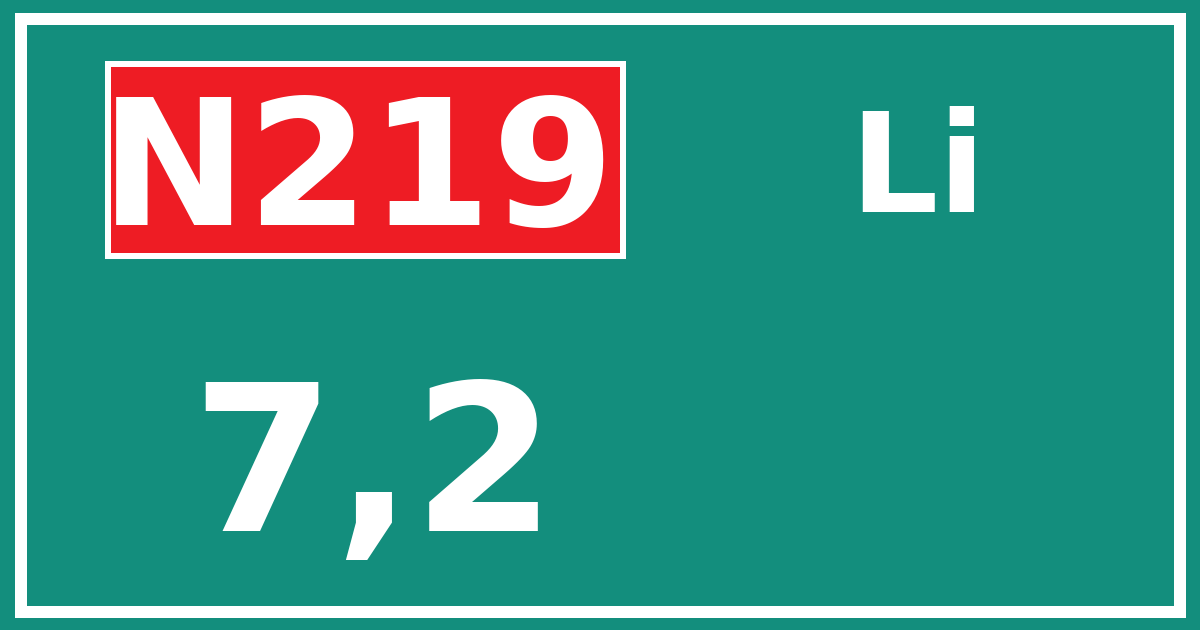 Hectometerbord N219 7,2 zijde Li