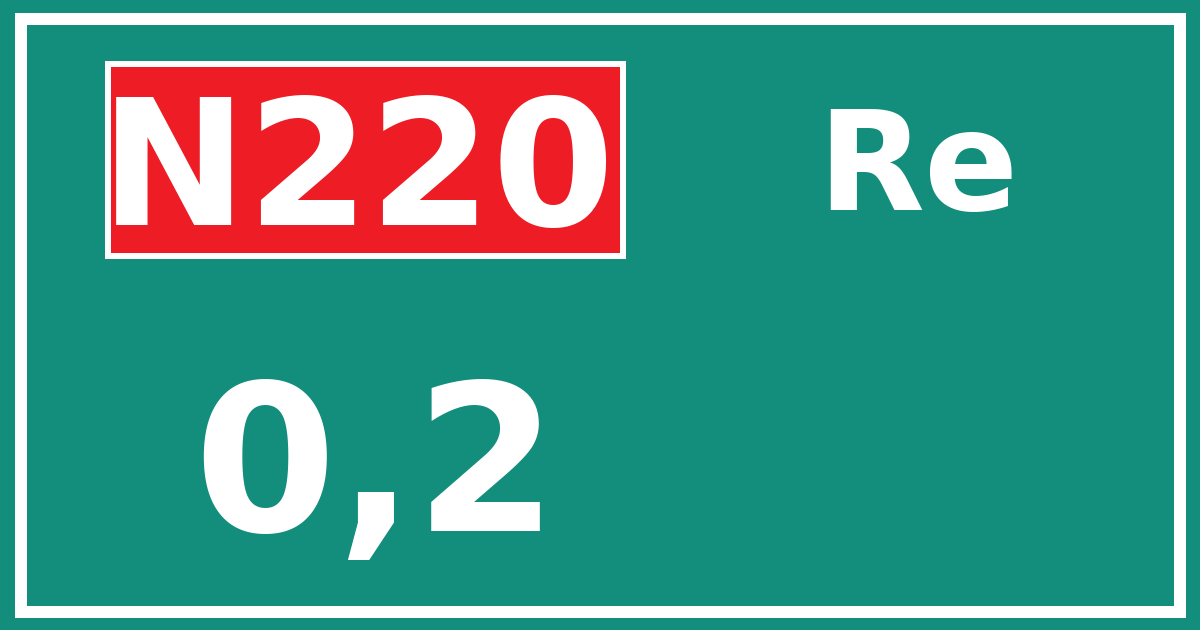 Hectometerbord N220 0,2 zijde Re