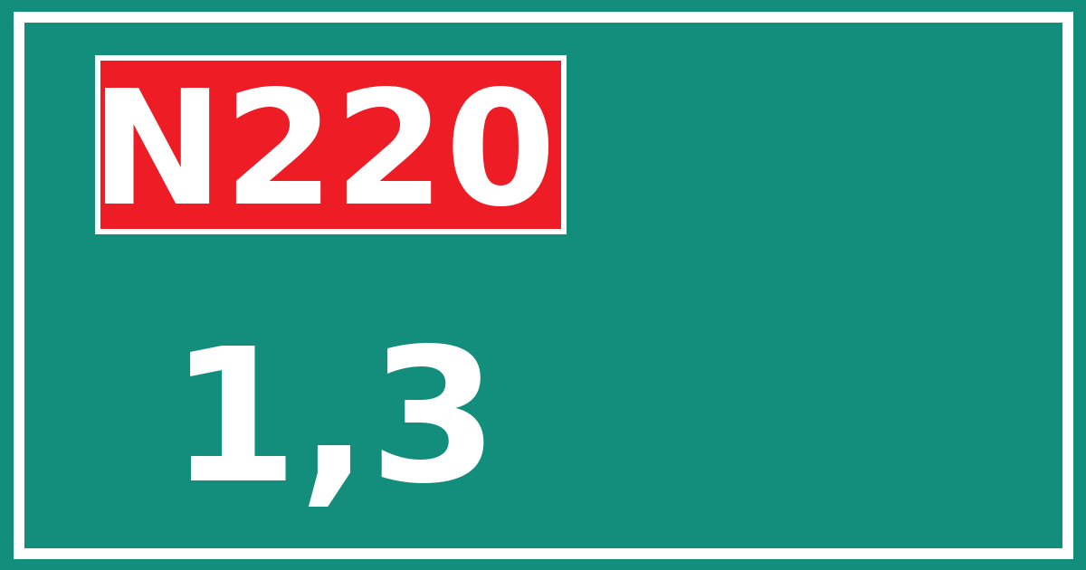 Hectometerbord N220 1,3