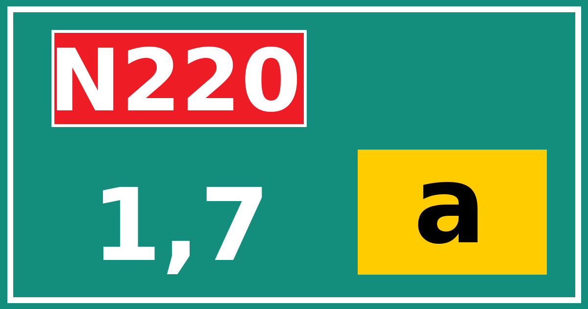 Hectometerbord N220 1,7 letter a
