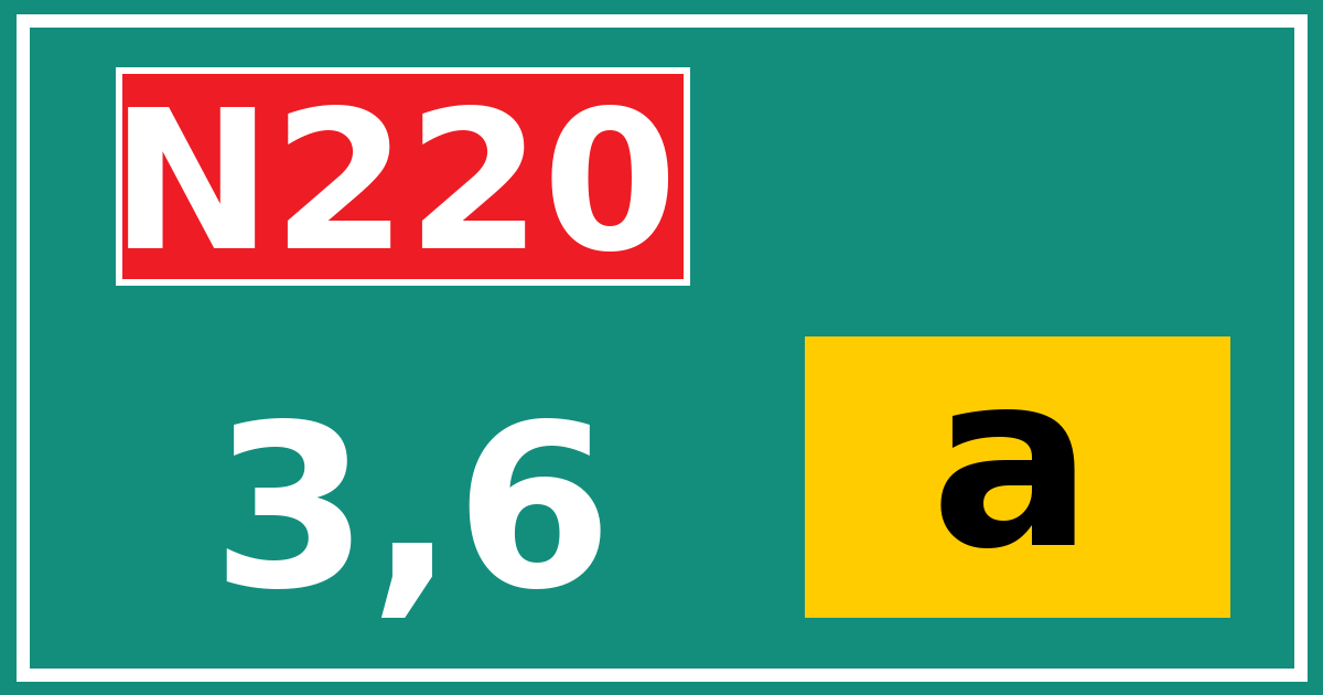Hectometerbord N220 3,6 letter a