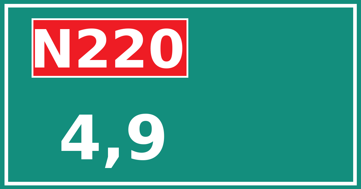 Hectometerbord N220 4,9