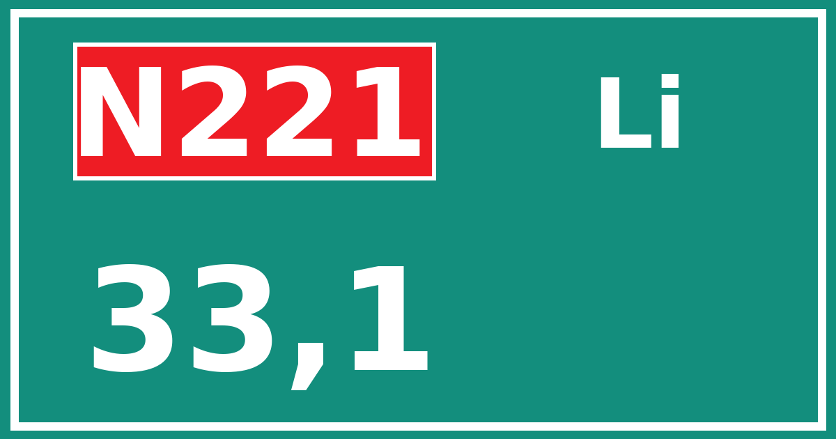 Hectometerbord N221 33,1 zijde Li