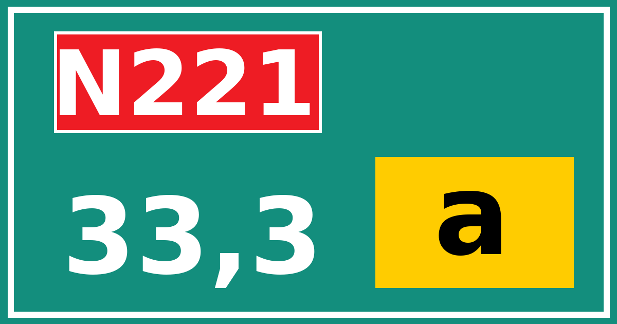 Hectometerbord N221 33,3 letter a