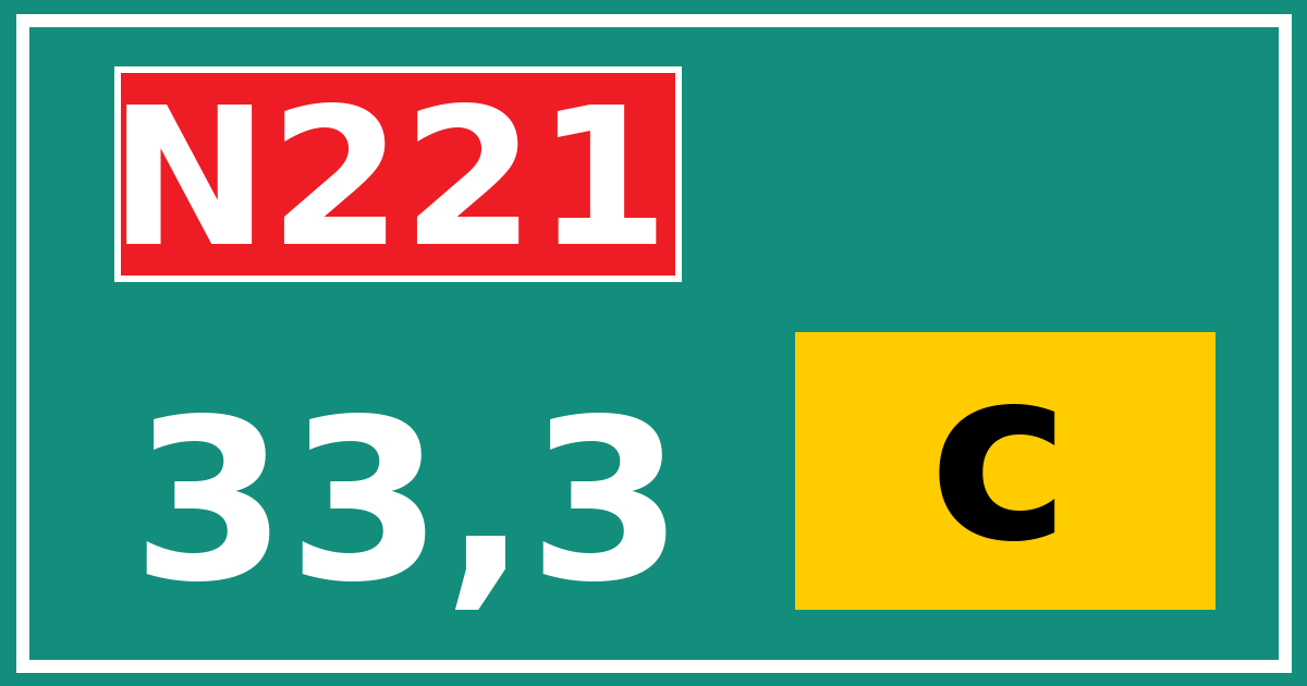 Hectometerbord N221 33,3 letter c