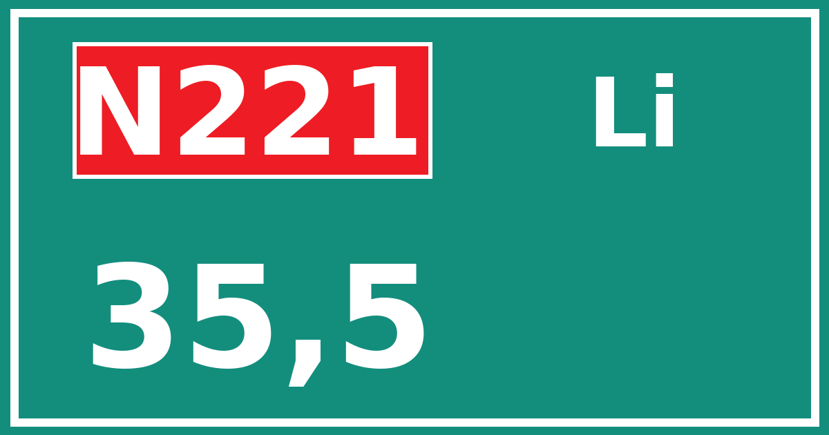 Hectometerbord N221 35,5 zijde Li