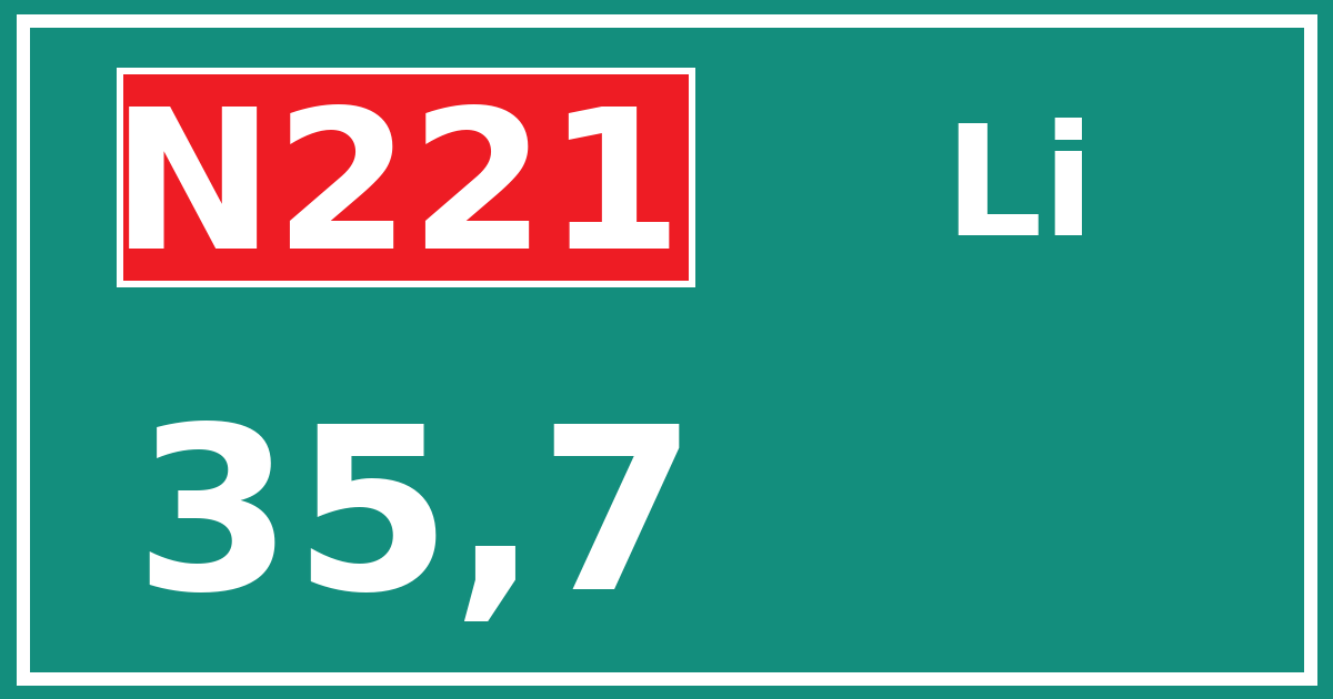 Hectometerbord N221 35,7 zijde Li