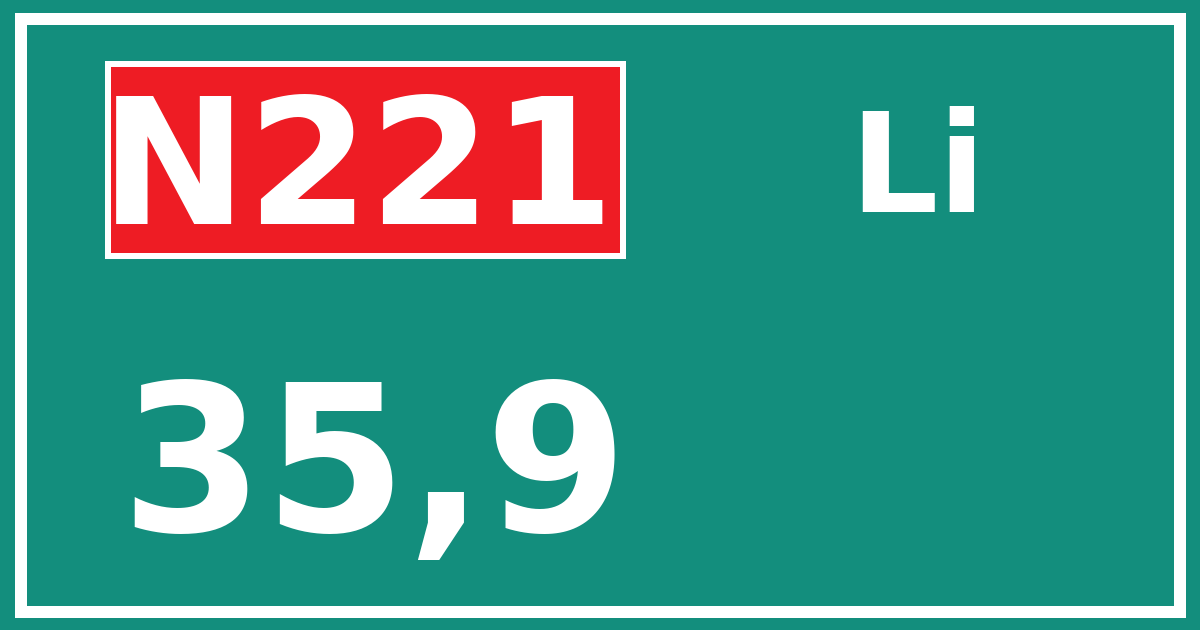 Hectometerbord N221 35,9 zijde Li