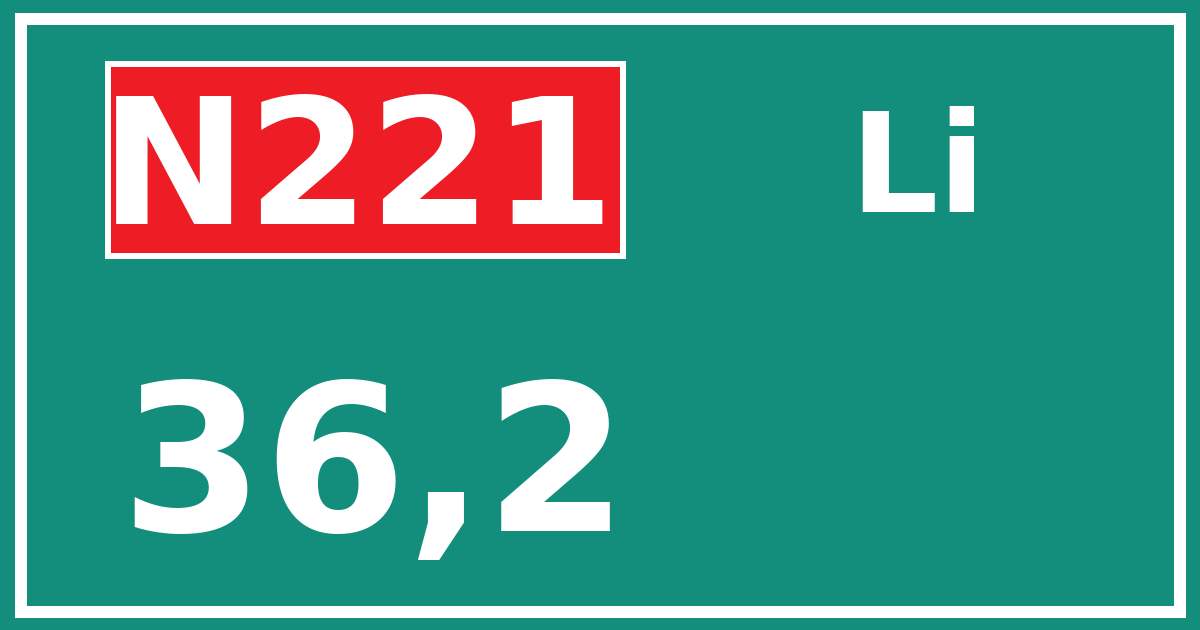 Hectometerbord N221 36,2 zijde Li