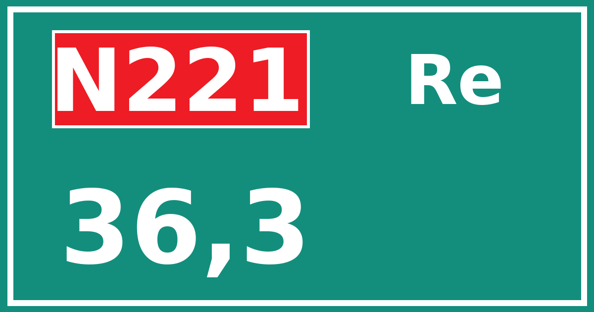 Hectometerbord N221 36,3 zijde Re