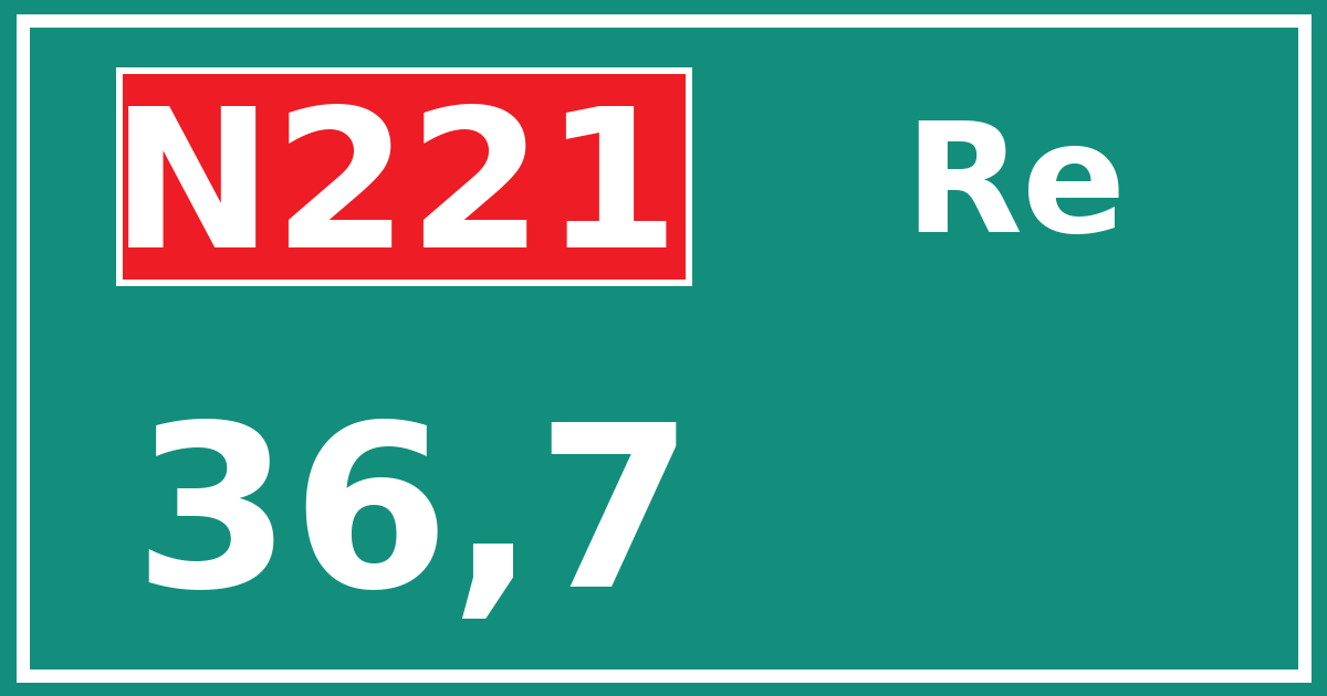 Hectometerbord N221 36,7 zijde Re