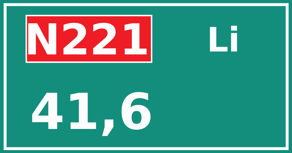 Hectometerbord N221 41,6 zijde Li