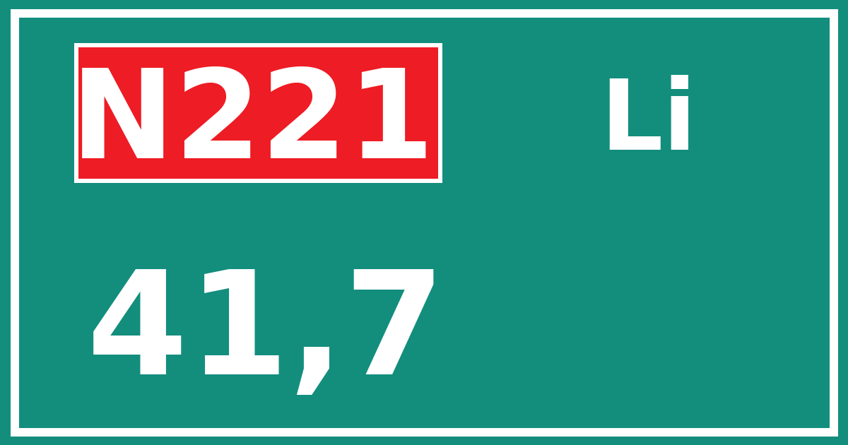 Hectometerbord N221 41,7 zijde Li