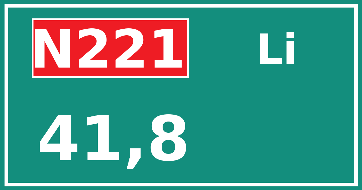 Hectometerbord N221 41,8 zijde Li