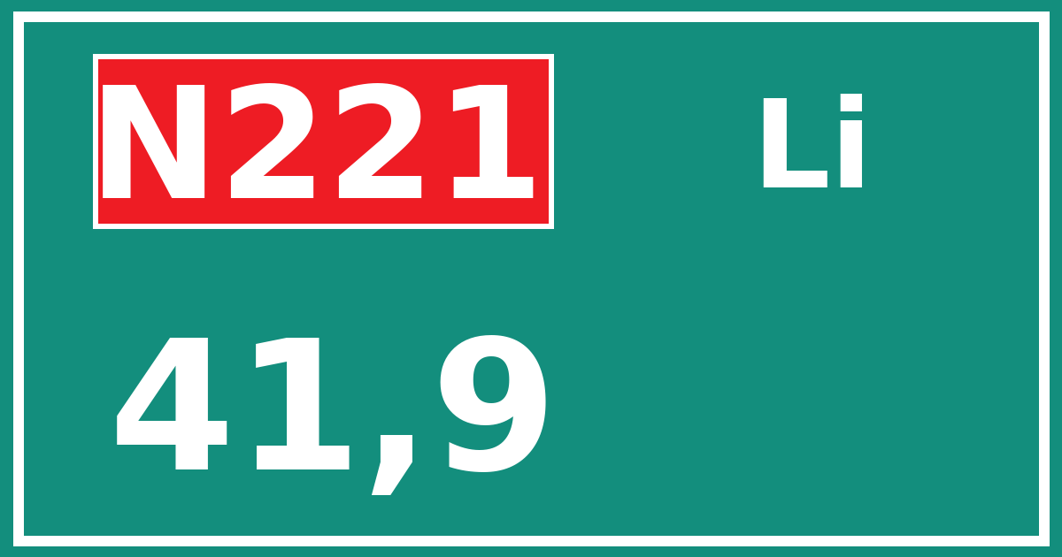 Hectometerbord N221 41,9 zijde Li