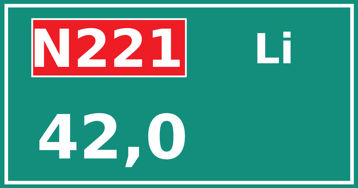 Hectometerbord N221 42,0 zijde Li