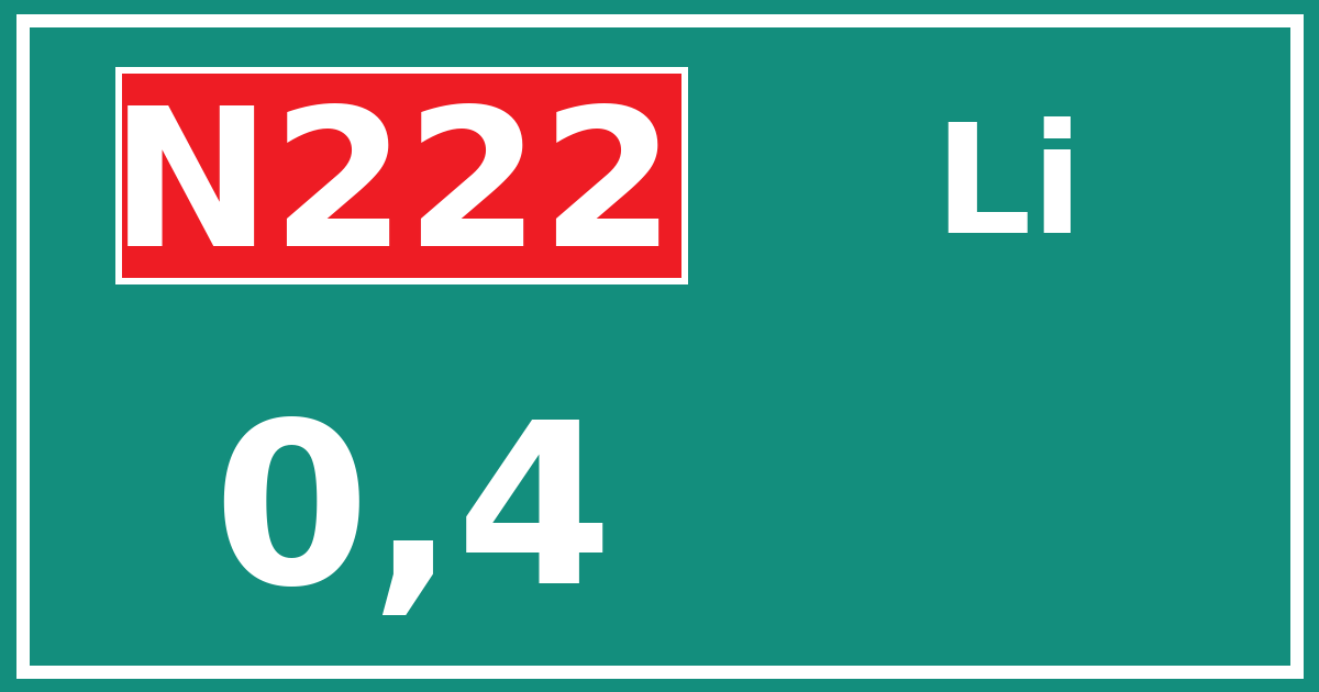 Hectometerbord N222 0,4 zijde Li