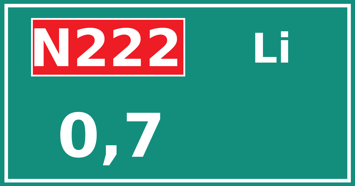 Hectometerbord N222 0,7 zijde Li
